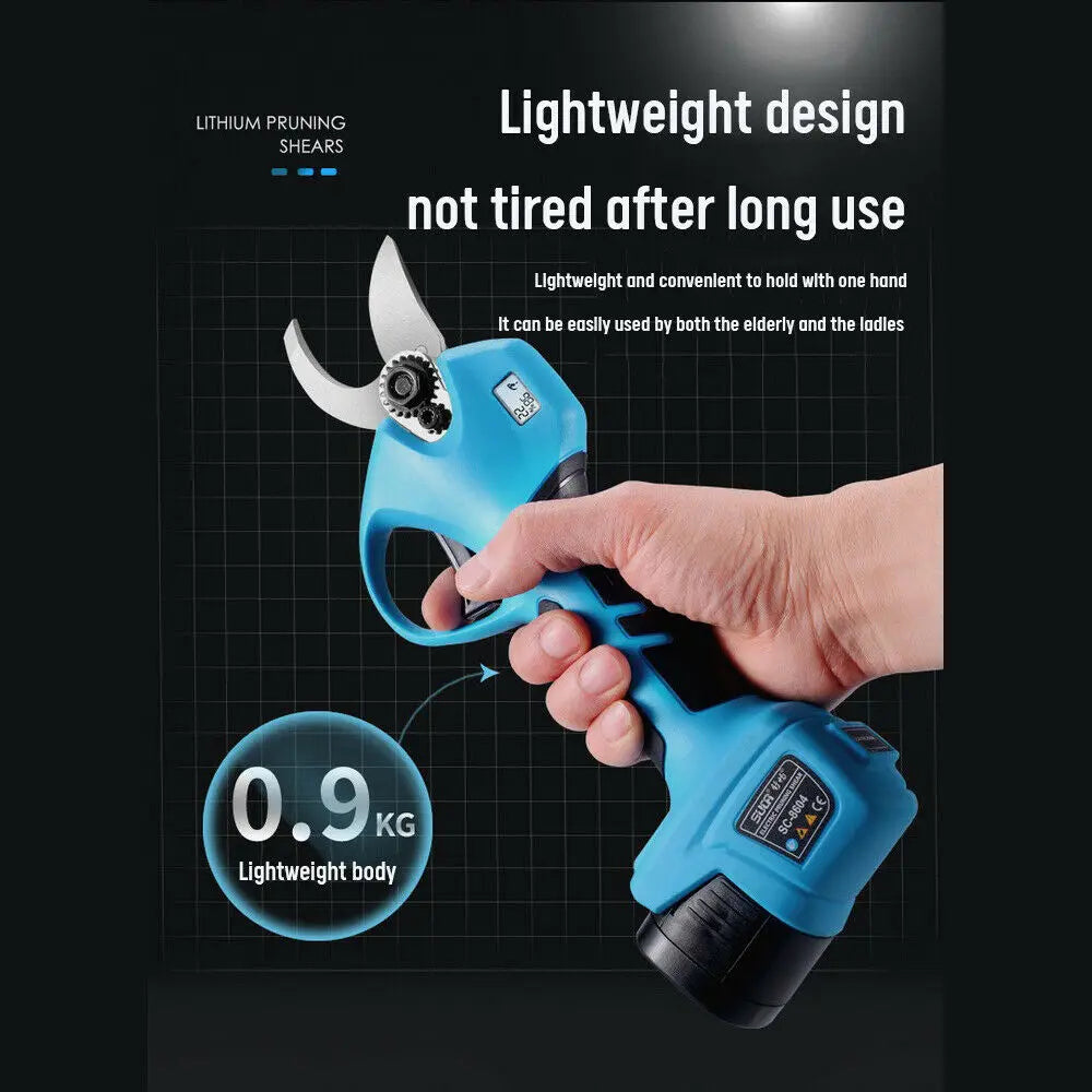 28mm Cordless LCD Li Electric Pruning Shears Garden Yard Tree Secateur Trimmer